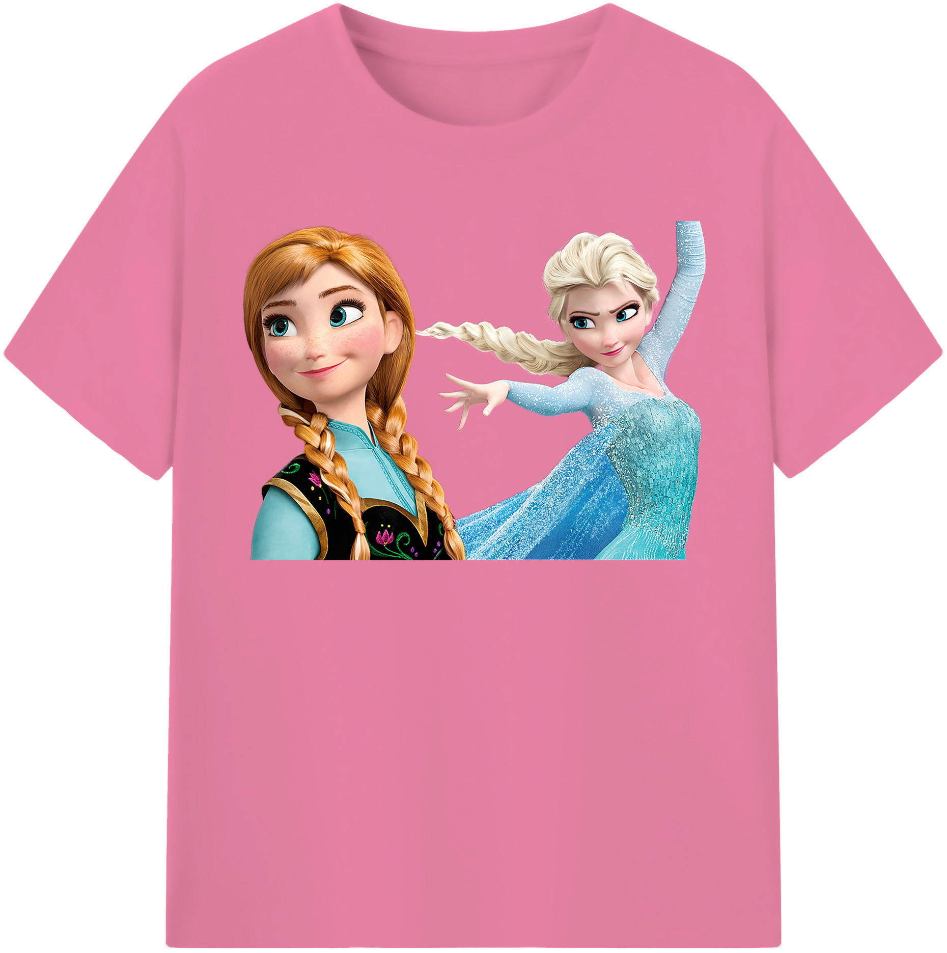 （画像用） アナと雪の女王 アンナ エルサ Frozen Anna Elsa 綿100％半袖Tシャツ（フロントプリント）